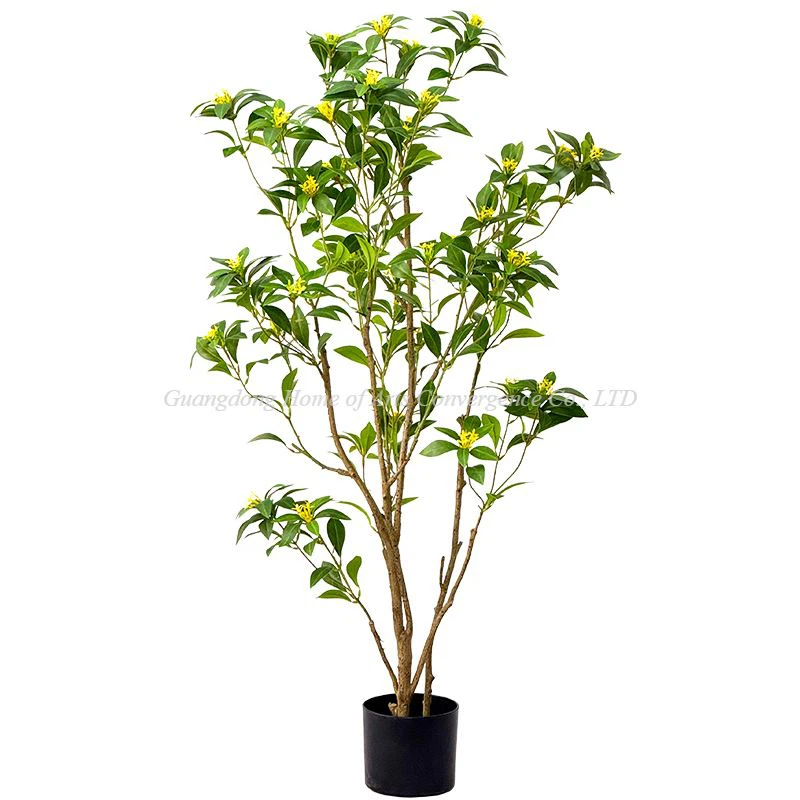 Kollaste lilledega kunstlik pottipuu